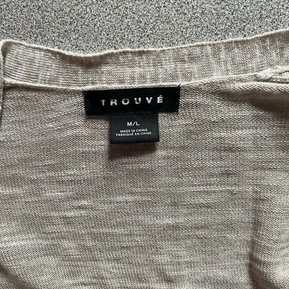 Trouvé Heathered Neutral Tone Open Cardigan Thin Knit Sweater Size M/L - Picture 5 of 9